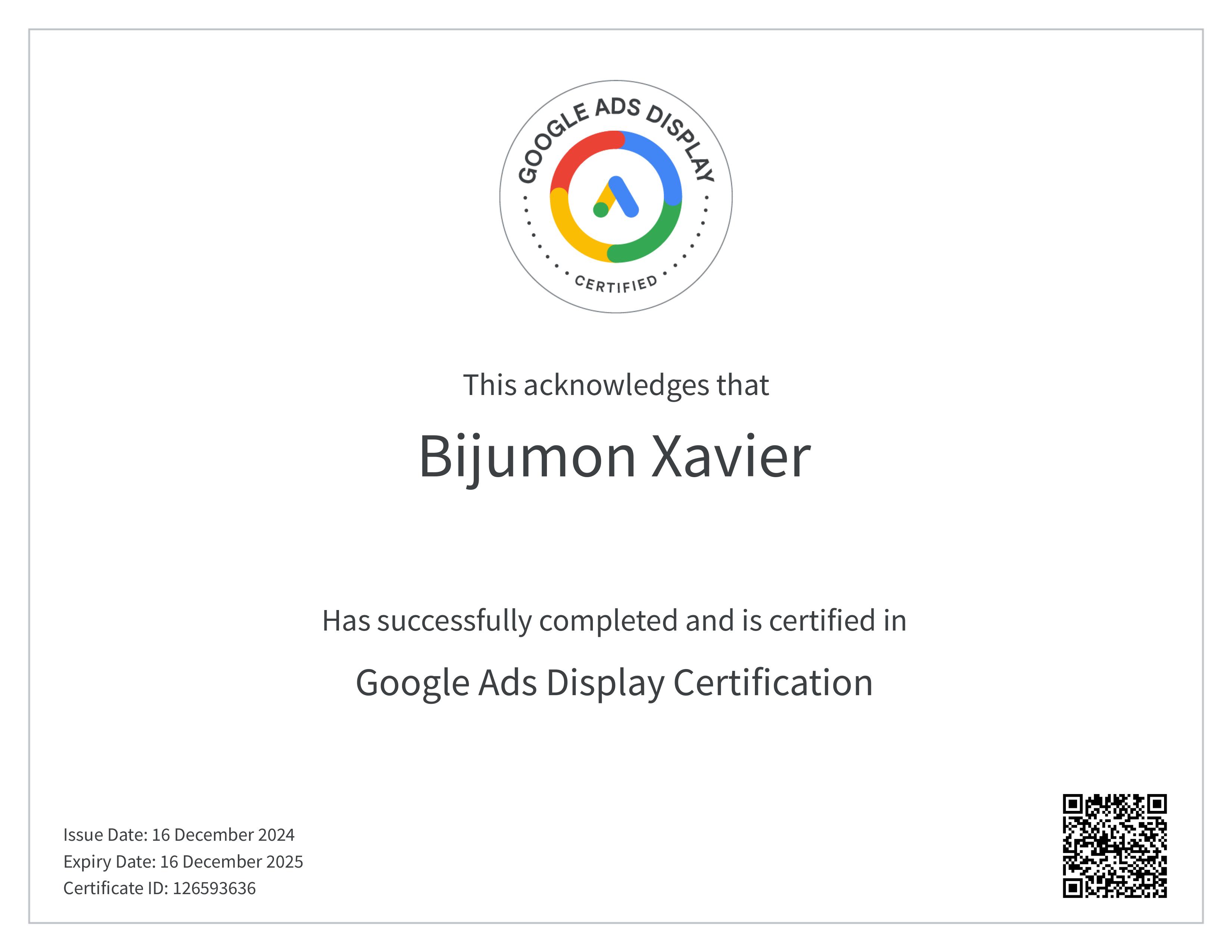 Google Ads display cetification by the best digital marketing expert & trainer in idukki, kerala – SEO, ads, media creator & branding